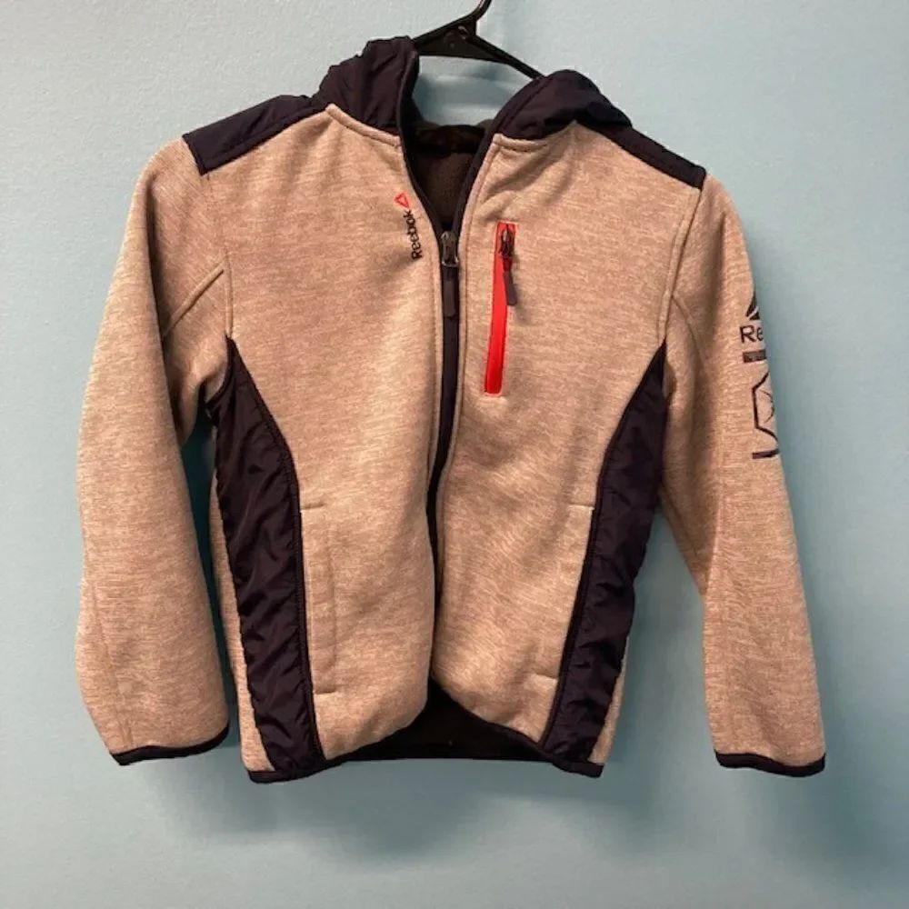 Reebok hoodie jacket, grey/blue youth small